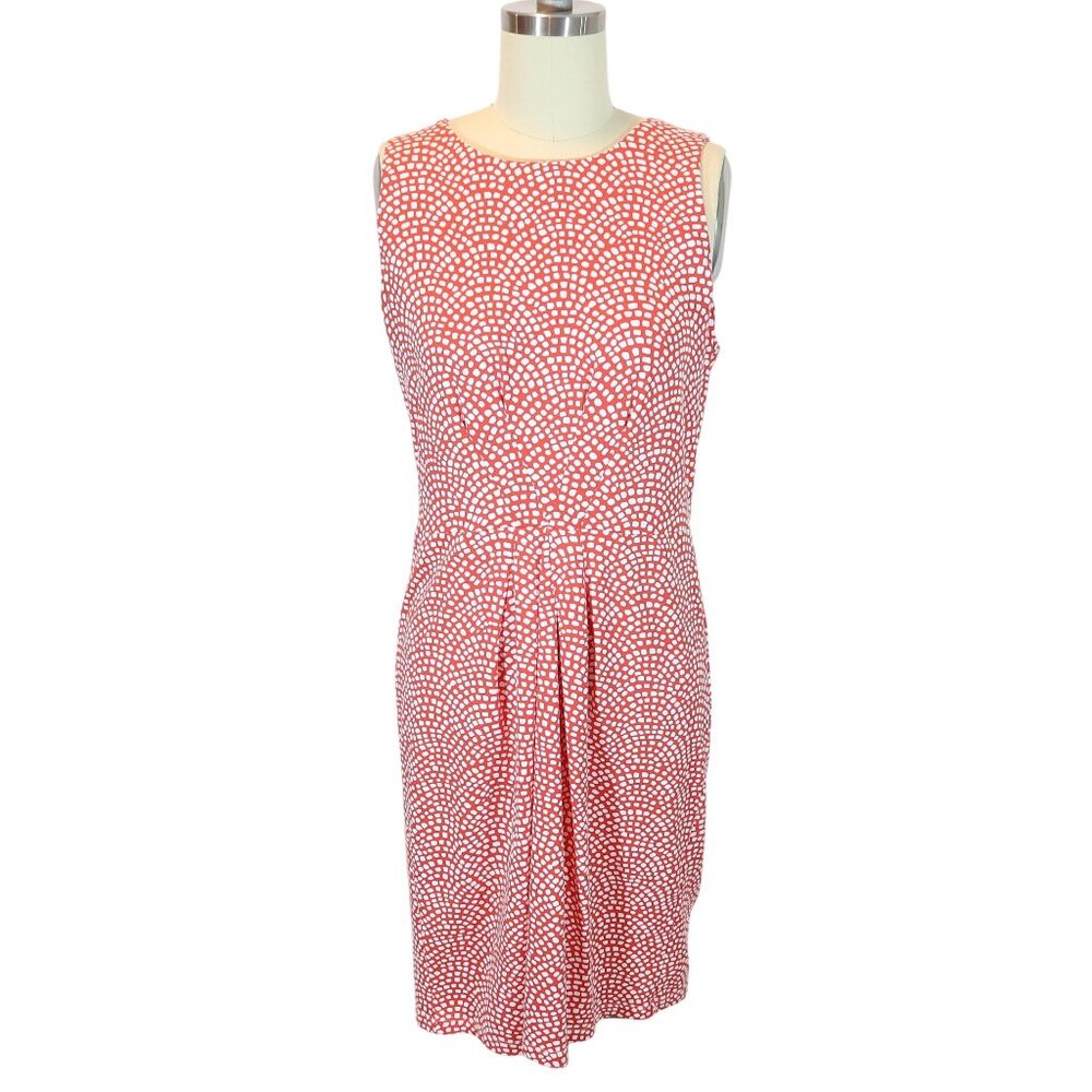 J MCLAUGHLIN Catalina Cloth Pleated Sleeveless Sheath Dress Size M Red White
